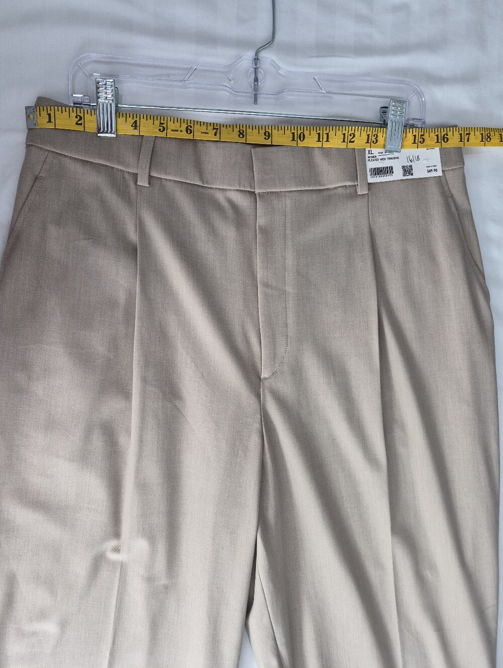 XL Uniqlo Womens Beige Pleated Wide Trousers - Picture 7 of 13